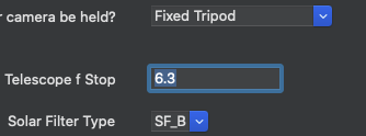 telescope f stop selection